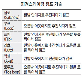 피겨스케이팅 점프 기술 정리표