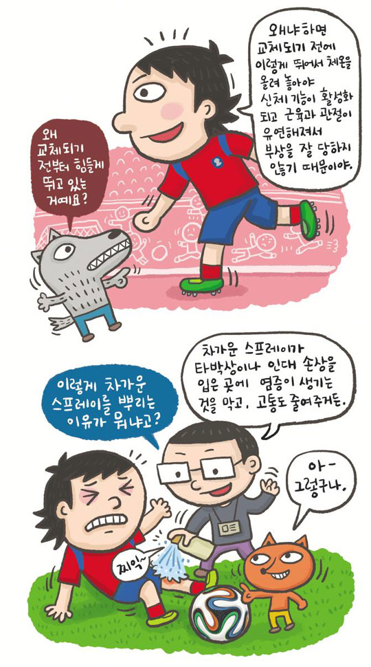 앗! 넘어진 김 선수, 다친 곳에 왜 얼음찜질 할까