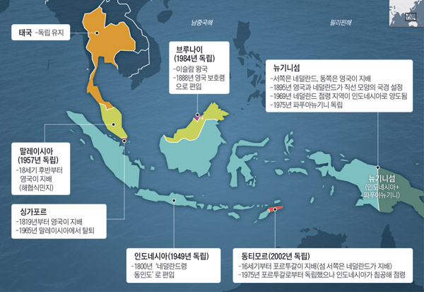말레이시아·인도네시아 일대 국경 지도