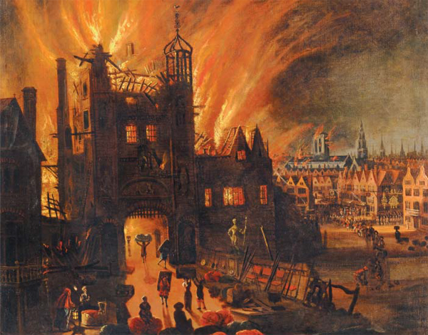 1666년 런던의 한 빵집에서 시작된 런던 대화재는 나흘 동안 집과 가게 1만3200채와 세인트폴 대성당까지 잿더미로 만든 뒤 겨우 진화됐어요. 런던 도심 ‘시티 오브 런던’의 80%가 불에 탔죠. 이후 대도시들이 근대적인 소방 체계를 갖추는 계기가 됐답니다. 