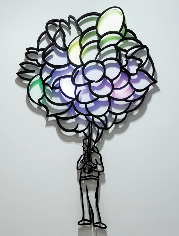 작품4. 황혜선, ‘풍선들’, 2012, 스테인리스스틸, LED 조명.