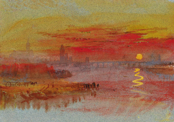 작품4 - 윌리엄 터너, ‘해질 녘 강변마을’, 1830~1840년. 