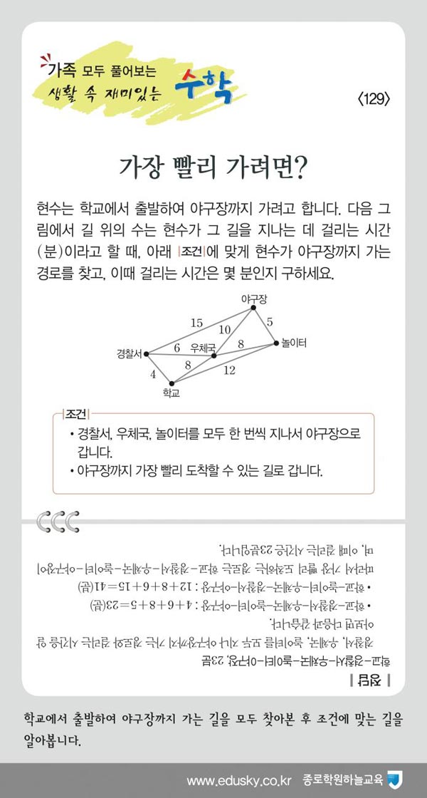 [가족 모두 풀어보는 생활 속 재미있는 수학] [129] 가장 빨리 가려면?