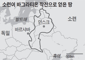 소련이 바그라티온 작전으로 얻은 땅 지도