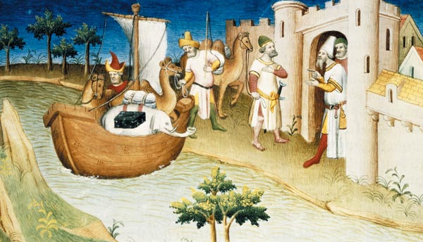 13세기 마르코 폴로가 호르무즈섬에 방문했던 모습을 담은 그림.