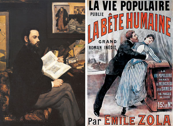 에두아르 마네가 그린 프랑스 작가 에밀 졸라의 초상화(왼쪽).