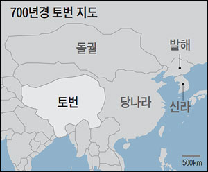 700년경 토번 지도