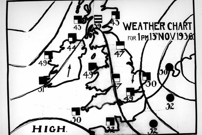 1936년 11월 13일 영국 BBC에서 방송한 일기예보. /위키피디아