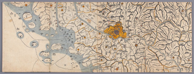서울과 주변 지역을 그린 대동여지도. /국립중앙박물관