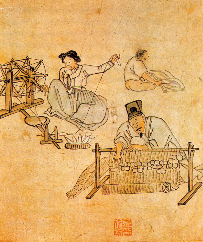 작품1 - 김홍도, '자리 짜기', 18세기 후반쯤. /국립중앙박물관