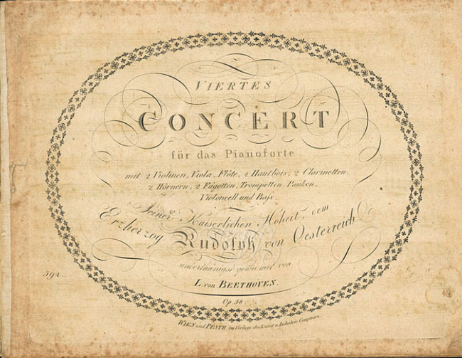 베토벤 피아노 협주곡 4번 작품 번호 58 초판 표지. /위키피디아