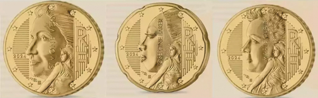 프랑스에서 올해 여름부터 유통할 새 유로화 동전들이에요. 왼쪽 동전부터 시몬 베유를 새긴 10센트, 조세핀 베이커를 새긴 20센트, 마리 퀴리를 새긴 50센트. /파리 조폐국