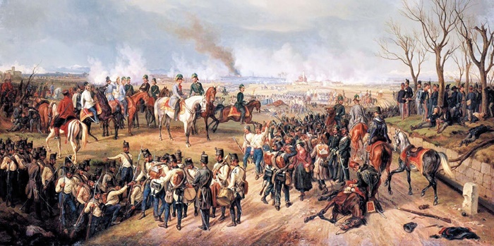 1849년 3월 이탈리아 1차 독립 전쟁 중 있었던 노바라 전투를 묘사한 그림이에요. 1855년 알브레히트 아담이 그렸습니다.