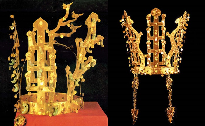 서봉총 금관(왼쪽)과 금령총 금관.