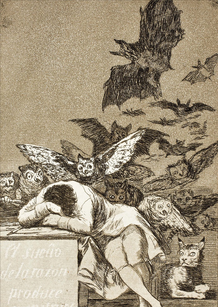 프란시스코 고야의 1797년 작품 '이성이 잠들면 괴물이 나타난다'입니다.