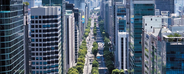 서울 강남구 테헤란로 전경이에요.