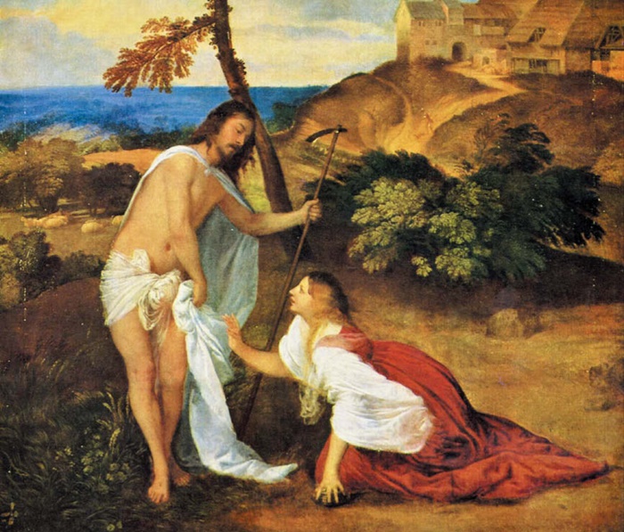 이탈리아 화가 티치아노 베첼리오가 1514년 그린 '나를 만지지 마라'. 제2차 세계대전 중 '이달의 그림 프로젝트'로 전시된 작품이에요.