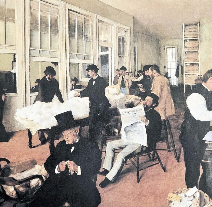 프랑스 화가 에드가르 드가의 1873년 작품 '뉴올리언스 면화 사무실'.