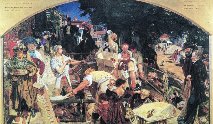 영국 화가 포드 매독스 브라운이 1854년 완성한 '노동'. 브라운은 이 작품을 12년 동안 그렸어요. /위키피디아•미국 포브스 갤러리•프랑스 포 미술관•영국 맨체스터 미술관