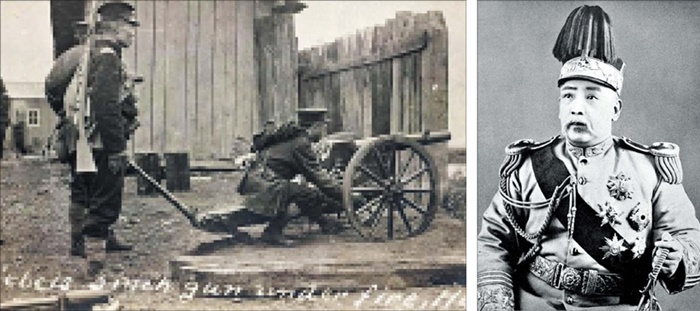 1911년 중국 후베이성 우창에서 봉기를 일으킨 신식 군대 포병들(왼쪽). 1915년 위안스카이의 모습. /AFP 연합뉴스·위키피디아