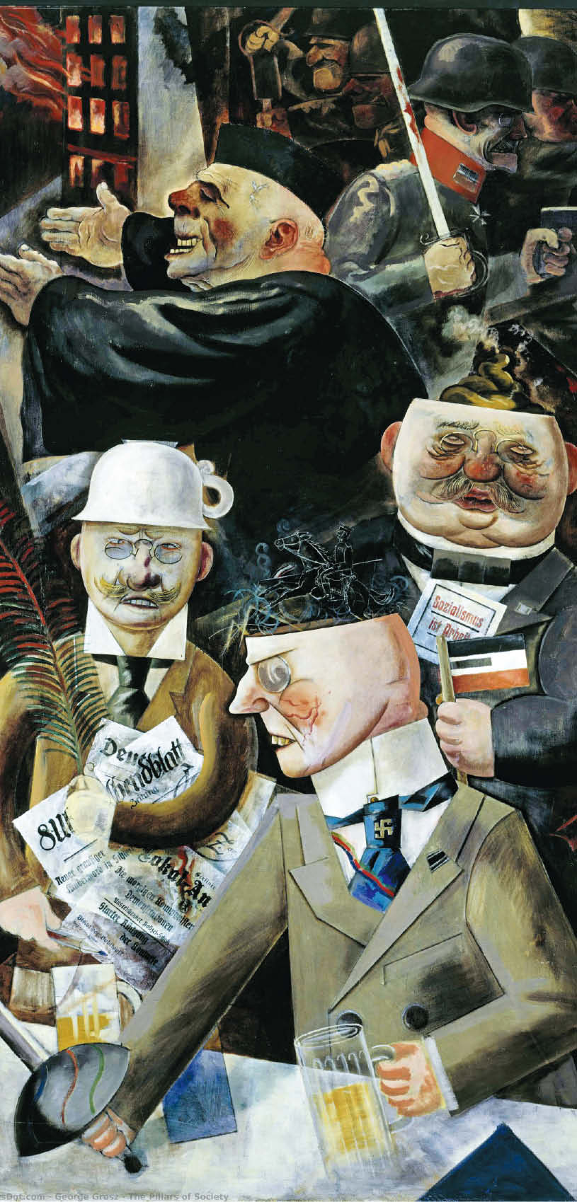 독일 화가 게오르크 그로스의 1926년 작품 ‘사회의 기둥들’. 정치인, 언론인, 성직자 등 당시 독일 지도층을 풍자한 그림입니다. /이은화 작가·베를린 신국립미술관