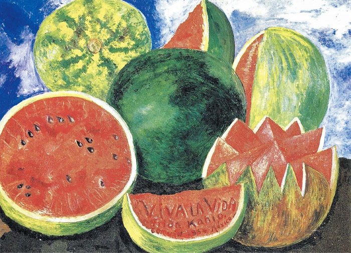 멕시코 화가 프리다 칼로의 수박 정물화입니다. 수박에 새겨진 'VIVA LA VIDA(삶이여 영원하라)'라는 문구는 그가 세상을 떠나기 전 남긴 마지막 인사랍니다. /국립중앙박물관·위키미디어·뉴욕 메트로폴리탄미술관•프리다 칼로 미술관