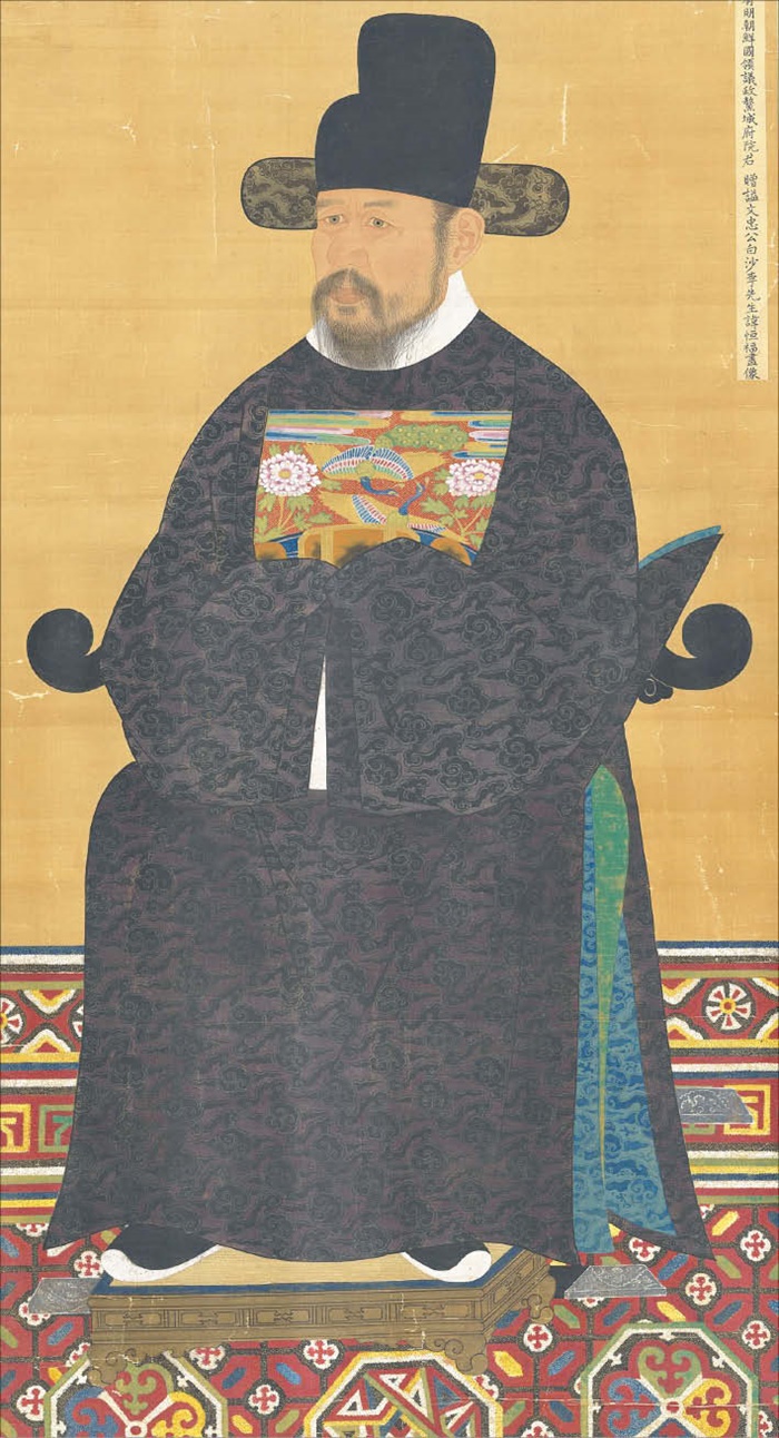 조선 중기 문신 이항복의 초상화입니다. 그의 집 감나무 가지가 이웃집으로 넘어가자, 자신의 감이라고 재치 있게 주장했다는 일화가 전해집니다. /국립중앙박물관
